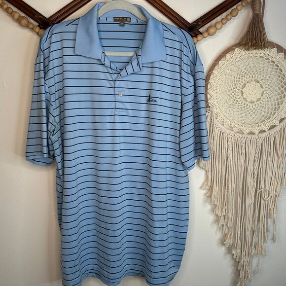 Peter Millar Summer Comfort Blue Stripe Golf Polo - Picture 1 of 3